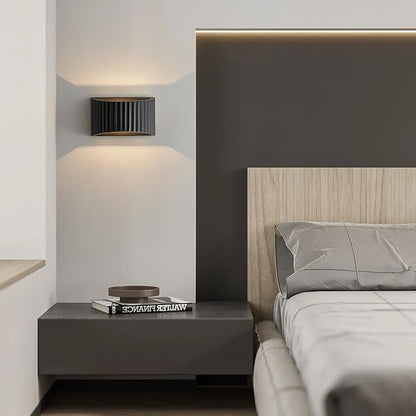 Black Modern LED Wall Sconces Wall Lighting, Gypsum 3000K Warm White Indoor Hardwired Wall Mount Light Fixtures Lamp Up and Down for Living Room Bedroom Hallway Dining Room