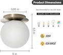 Modern Glass Globe Wall Sconce: Brushed Nickel Single Light with Milk Glass Shade - Minimalist Spherical Vanity Sconces over Mirror - Contemporary Ball Wall Lights Fixtures for Entryway Bulb Excluded
