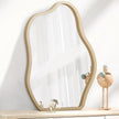 Irregular Mirror for Wall Gold Modern Asymmetrical Large Mirror Wooden Framed Hanging Wall Mirror Unique Shape Vanity Cloud Mirror Decor Decorative for Bedroom Bathroom Living Room Entryway