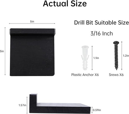 Small Floating Shelf, Set of 3 Black Shelf for Wall Decor Storage Wall Mounted Small Shelf for Bedroom Living Room Bathroom Kitchen -5x5 Inch