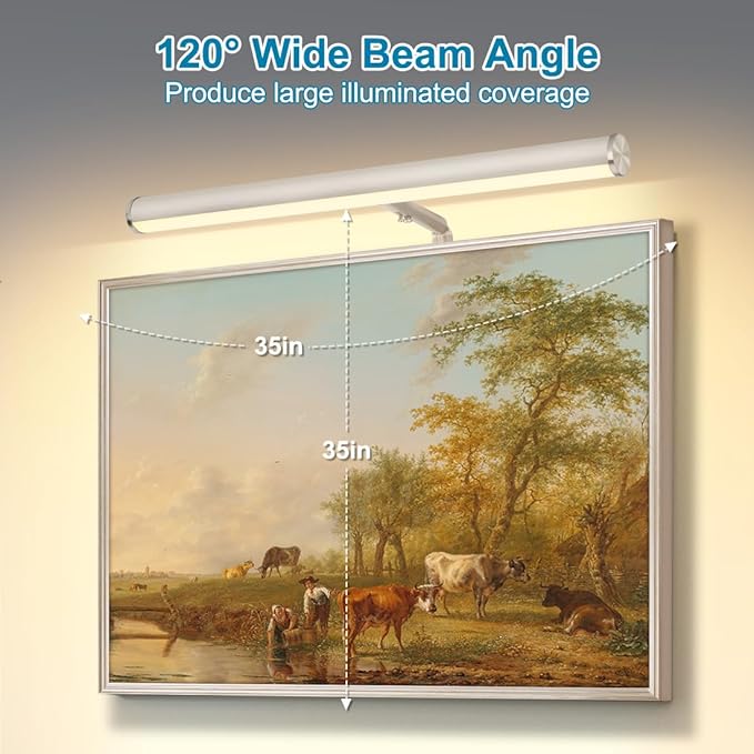 LED Picture Lights for Paintings Plug in, 14 inch 4W Adjustable Art Light Gallery Wall Light for Display Art Work, Brushed Nickel Finish, CRI90+, 3000K Warm White, ETL Listed