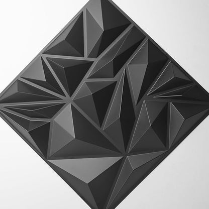 Art3d 50-Pack 3D Wall Panels for Interior Wall Decor, Modern Diamond Textured Accent Wall Paneling for Gaming Living Room TV Wall Background, 12 x 12 inch Black