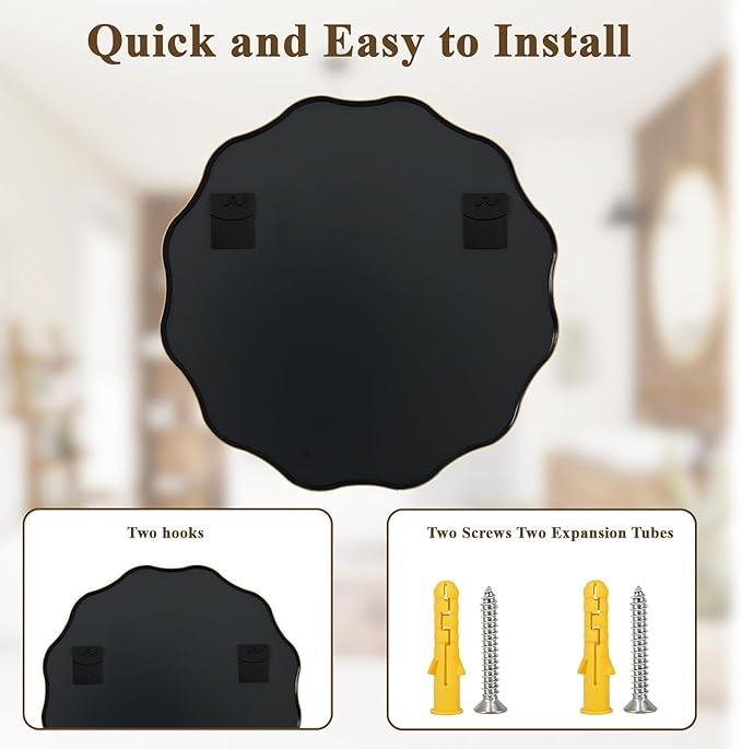 VooBang Gold Scalloped Circle Mirror, 36