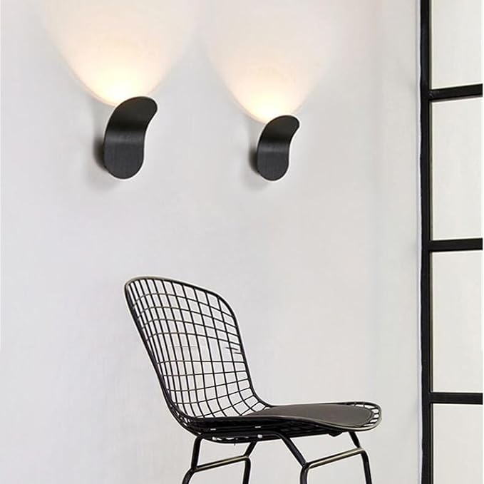 TOPINCN Upward Wall Light, Modern LED Sconce Hardwired LED Wall Mount Lamp with Unique Curved Panel, 3000K Warm Light for Living Room Bedroom Hallway Corridor