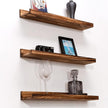 MBYD 24 Inch Carbonized Black Floating Shelves, Handmade Carbonized Black Wooden Picture Ledge Wall Shelf for Bedroom, Living Room, Office, Kitchen, Set of 3 Same Dimensions