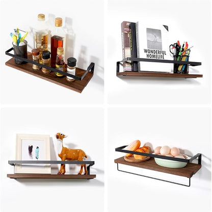 Uten Floating Shelves, Wall Shelf Outdoor, Bathroom Shelves for Wall, Towel Holder 8 Hooks, Kitchen Spice Rack, Storage Organiser Shelf for Bedroom, Bathroom, Living Room, Office