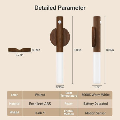 Battery Operated Wall Sconce Set of 2 - Rechargeable Motion Sensor Night Lights, 2200mAh Wireless Wall Lights Sconce, Magnetic Portable Hallway Light for Kitchen Stair Cabinet, 3000K