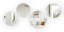 White Round Mirror Set, 4 PCS Wall Mounted Mirror Circle Metal Framed Modern Mirrors for Living Room Bedroom Entryway, 16x32 Inch Decor
