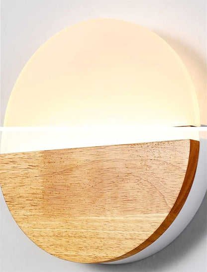 Minimalist Round Disc Wall Sconce LED Wall Light Dimmable Lighting Fixture Farmhouse Wood Wall Light Rectangle Modern Nordic Hallway Wall Mounted Lamp for Living Room Bedroom Stairway Porch