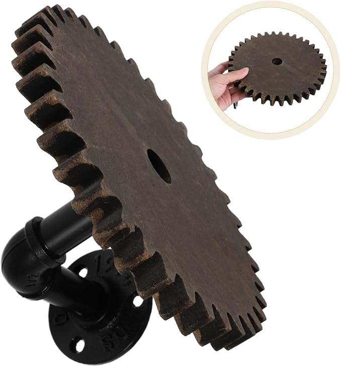 ARTIBETTER Industrial Pipe Shelf Wall Mount Retro Gear Floating Shelf 7.1X7.1X0.6 Inches Steampunk Industrial Wall Mount Iron Pipe for Bathroom Kitchen Storage