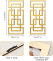 2 Piece Gold Rectangular Wall Mirrors, 15.7×7 Inch Geometric Wooden Frame Acrylic Wall-Mounted Modern Mirror Decor for Bathroom Bedroom Living Room Office Farmhouse Home Decorations
