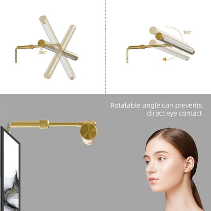 Picture Lights for Paintings Plug in, 16" Adjustable LED Gold Picture Light Art Light, Remote Control Gallery Painting Wall Light for Picture Display Dartboard Art Work (Gold)
