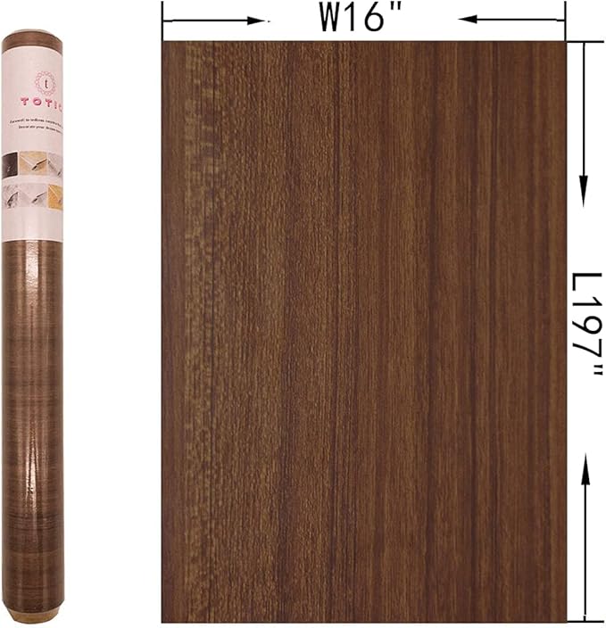 Brown Wood Grain Wallpaper Faux Walnut Wood Contact Paper Self-Adhesive Wood Stickers for Furniture Waterproof Wallpaper Peel Stick Counter Top Laminant Brown Wood Vinyl Countertop Decorative Paper