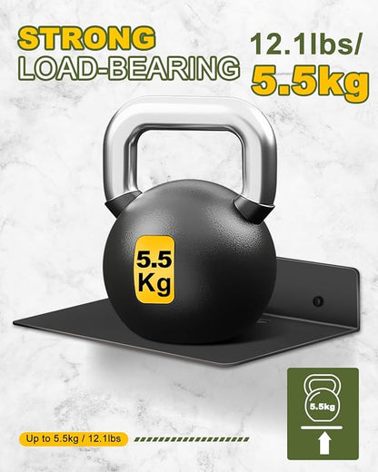eZAKKA Metal Wall Shelves, Metal Floating Shelf,12" Aluminum Alloy Small Floating Shelf,for Bathroom, Bedroom, Living Room, Kitchen,Office, 2 Pack, Black
