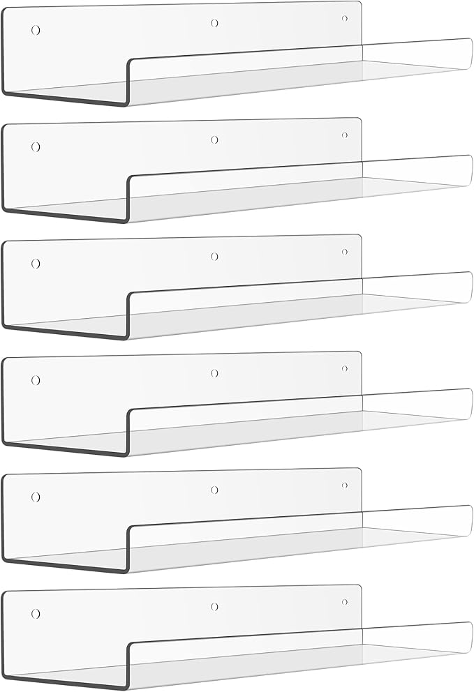 upsimples 6 Pack Acrylic Shelves for Wall Storage, 15