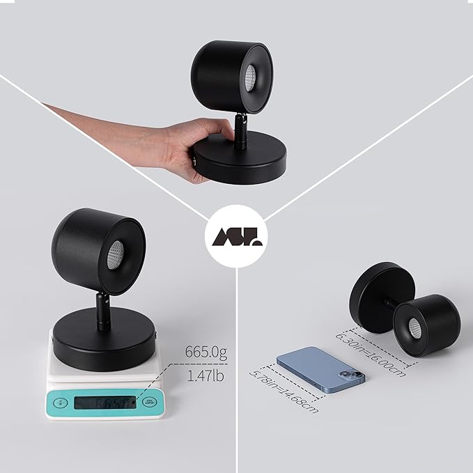 Aisilan Modern Adjustable Wall Sconce Bedside Wall Light Fixture Black LED Reading Light Ceiling Spot Light Warm White CRI 97