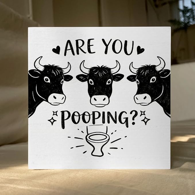 Funny Rustic Bathroom Wooden Box Sign 5x5 Inch - 