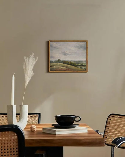 SHENIFY Landscape Framed Canvas Wall Art Vintage Classical Rural Hill Prints Hallway Kitchen Office Decor - 8x10in Natural Framed