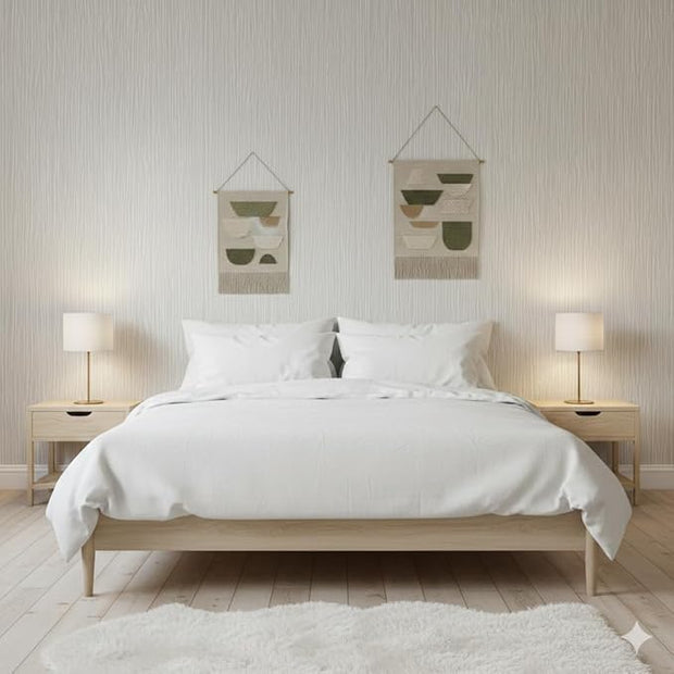 Modern Peel and Stick Wallpaper 17.3" x 78.7" Self Adhesive Wallpaper Textured Neutral Stripe Contact Paper Removable Vinyl Wall Paper for Living Room Bedroom Accent Wall Modern Minimalist Wall Decor