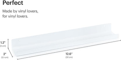 Vinyl Record Shelf - A Metal Display Shelf - Wall Mount Now-Playing Vinyl Shelves - an Album Record Holder That Doubles as a Picture Ledge - Fits All Records (White)