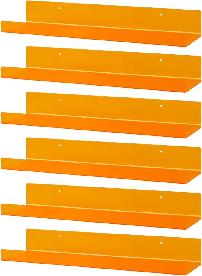 Dezzer 6 Pack Acrylic Shelves for Wall, 15