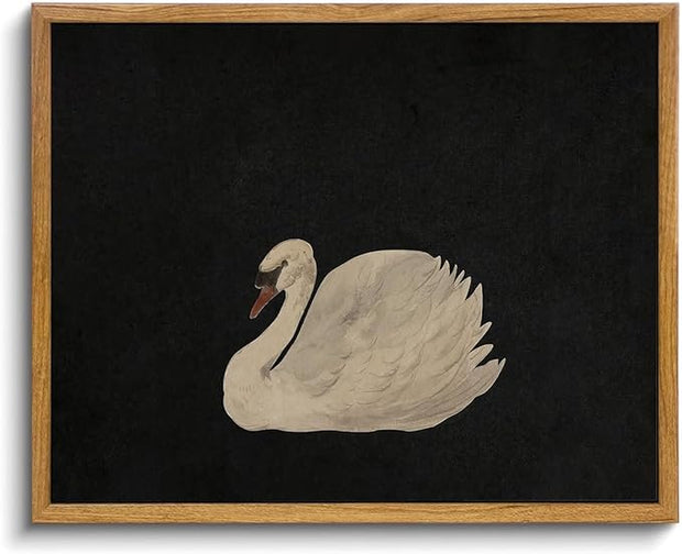 OIQArtOIQ Vintage Framed Wall Art Moody Grace Swan Canvas Art Prints Rustic Farmhouse Pictures Wall Decor Modern Cottagecore Paintings Artwork For Bedroom Kitchen Bathroom Office Living Room