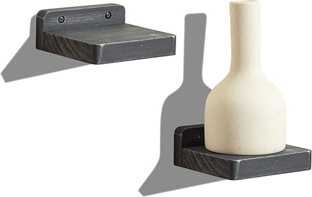 Freezing point Small Floating Shelf for Wall Set of 2 Natural Wood 4Inch Mini Wall Shelves Decor Plant Display Collectibles Mounted Kitchen Bathroom Bedroom Corner Decorative Storage Tiny Stand Black
