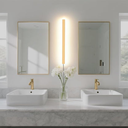 Modern Plug in Wall Sconces, 23.6 inch Frosted Gold LED Long Wall Lights, 12W Warm White 3000K Acrylic Indoor Wall lamp,with 59" Plug Cable for Bedroom, Living Room, Bathroom Makeup, Hallway