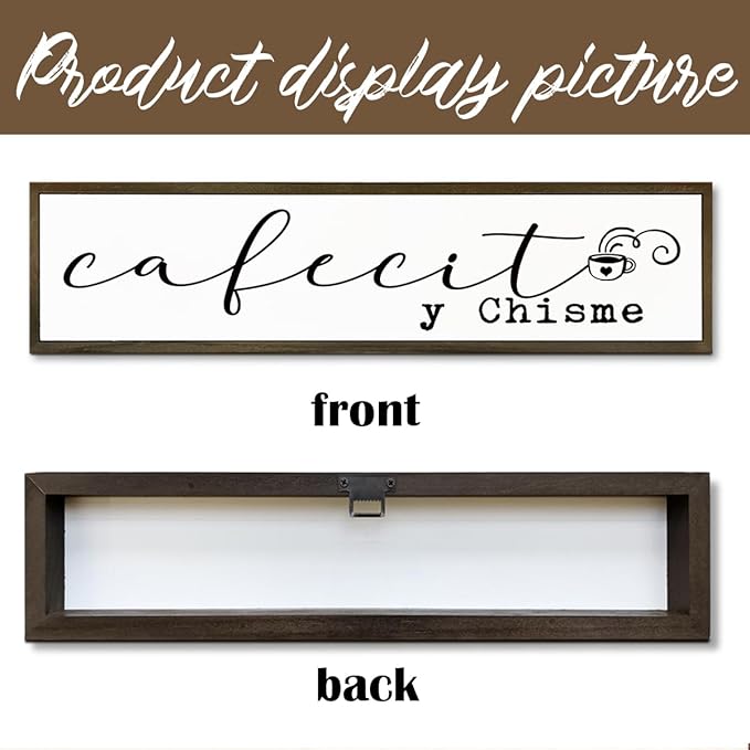 Funny Coffee Wood Sign, Coffees Bar Decoration, Rustic Coffee Station Decor, Home Kitchen Decors for Shelf, Friend Gift for Coffees Lover, Cafecito y Chisme Sign, 17.8x4x1.2 inches