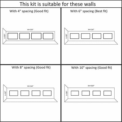 Premade Wall Molding Kit, Ready to Assemble Wainscoting Panels, Installed with Glue, Pre-Cut Molding Trim for Interrior Wall, DIY, (4 Frames, NOT Peel and Stick)