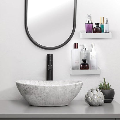 Z metnal Small Glass Bathroom Shelves, White Floating Wall Shelf, Mini Wall Mounted (White Clear Glass, 8 inch/20cm)