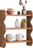100% Solid Wood Wall Shelf 3-Tier, Rustic Floating Shelves Wall Mounted Storage Rack, Farmhouse Decor Hanging Shelf Display Shelves for Apartment, Living Room and Bedroom