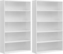 VASAGLE Set of 2 Bookshelves, 30 Inches Wide, 5-Tier Open Bookcases with Adjustable Storage Shelves, Floor Standing Units, Cloud White ULBC175T14-2