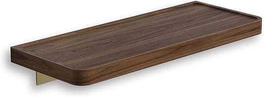 Danpoo 12 inch Floating Walnut wall Shelf, Small Wood Shelf for wall, Waterproof Wooden Shelf for Bathroom