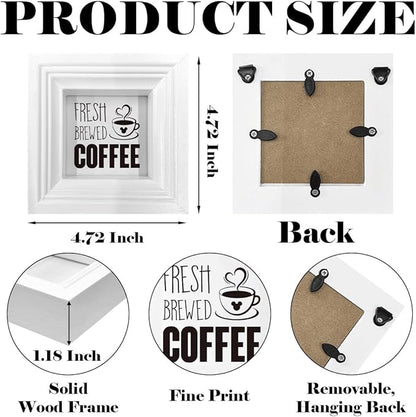 SDJYUSDF Coffee Decor Art, Fresh Brewed Coffee Sign, Mini Wooden Box Sign, Rustic Tabletop Decors, Shelf Decoration, Cafe Decors, Modern Farmhouse Home Decor for Kitchen Bar, Coffees Lover Decoration