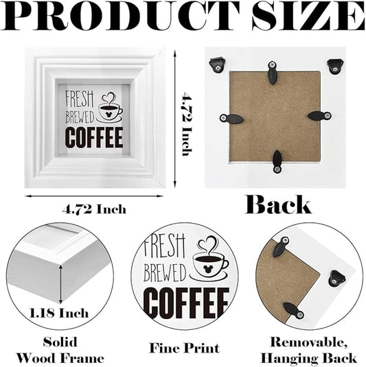 SDJYUSDF Coffee Decor Art, Fresh Brewed Coffee Sign, Mini Wooden Box Sign, Rustic Tabletop Decors, Shelf Decoration, Cafe Decors, Modern Farmhouse Home Decor for Kitchen Bar, Coffees Lover Decoration