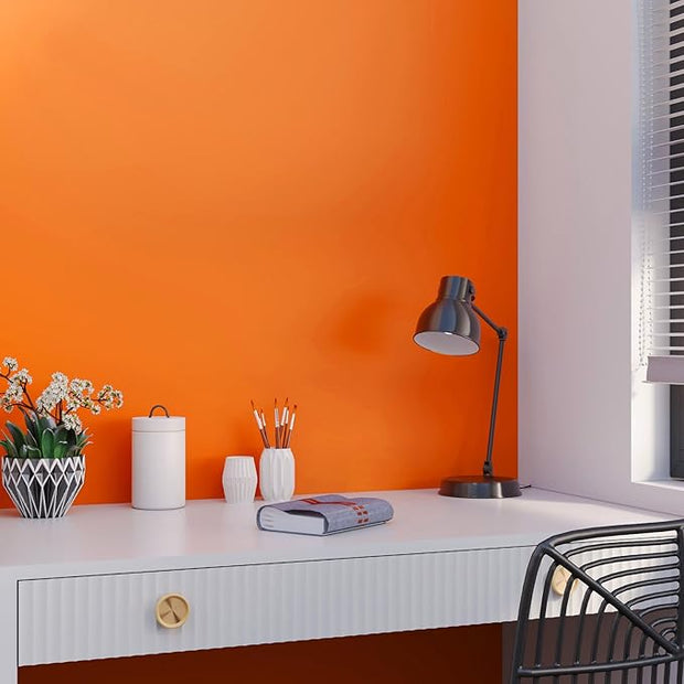 Livelynine 15.8X394 Blaze Orange Wallpaper for Bedroom Bathroom Walls Kitchen Cabinet Contact Paper Waterproof Neon Orange Vinyl Peel and Stick Wall Paper Roll for Kids Room Classroom Boys Dorm