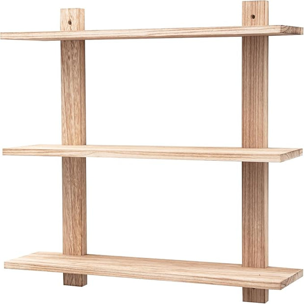3 Tier Floating Shelves,Long Wall Shelf,Over The Toilet Shelves Bathroom Hanging Display Storage Rustic for Living Room Bedroom Kitchen Office Coffee Bar Decor Decorative,24 Inch,(Carbonized Black)