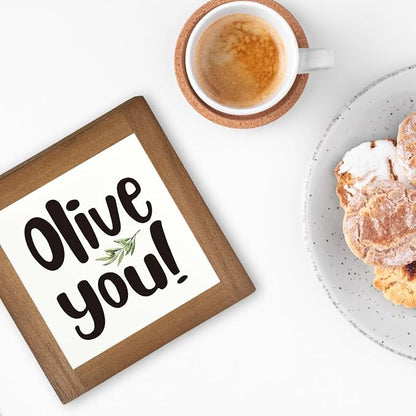 Olive You Signs, Home Kitchen Decor, Box Sign Wood Desk Sign Decors, Cute Kitchen Decor for Shelf, Olive Branch Sign, Farmhouse Decors, Home Bar Decor C