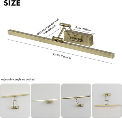 5W LED Wireless Picture Lights with Remote and Timer 23.6'' Inch Rechargeable Antique Bronze Gallery Lighting Battery Operated Art Lights Over Frame Portrait