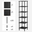 HOOBRO 6-Tier Corner Shelf, Corner Square Rack Display Shelf, Tall Storage Rack Plant Stand, Bookcase for Small Spaces, Living Room, Home Office, Kitchen, Black BK55CJ01