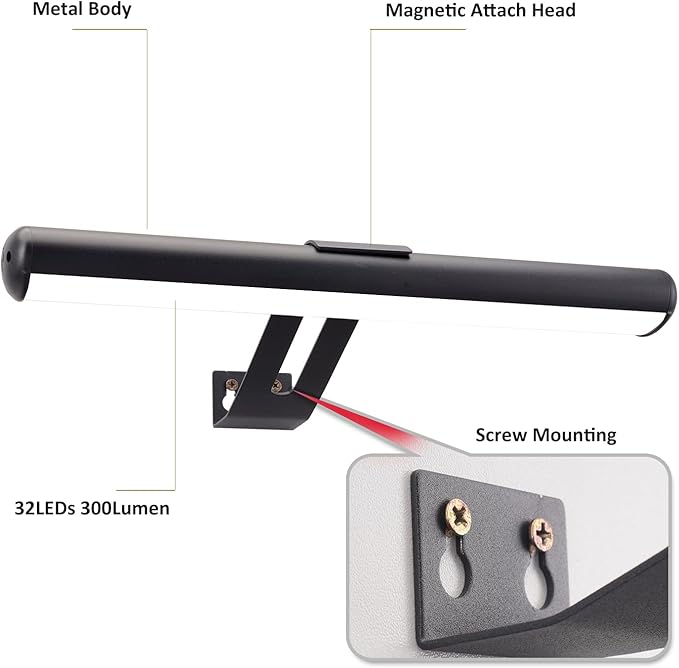 Picture Light 2 Pack, Rechargeable Picture Light for Paintings with Remotes, Wireless Picture Frame Light, 3 Lighting, 300LM Battery Operated Art Light for Display, Picture-Black