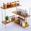 VINIUSIKI Adjustable 4 Tier L-Shaped Countertop Shelf Organizer, DIY Kitchen Corner Spice Rack for Countertop, Wood Coffee Counter Shelf Organizer for Home Office - 15.7