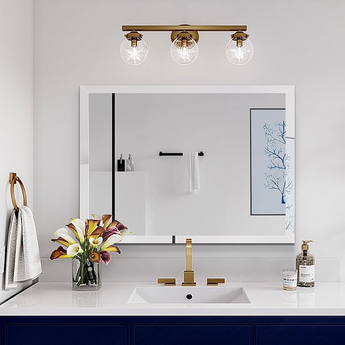 Rectangular Beveled Bathroom Mirrors, 18X26 inch Square Frameless Mirror, Rectangular Frameless Mirrors，Beveled Bathroom Mirror。