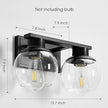PAZALA 2-Lights Black Bathroom Vanity Lights, Modern Bathroom Lighting Fixtures with Globe Glass Shade, 14in Matte Black Wall Lamp for Bath Over Mirror Kitchen Living Room Hallway Cabinet Porch