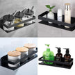 OwnMy Bathroom Shower Shelf Stainless Steel Bath Kitchen Basket Shower Caddy Rack, Rustproof Metal Bathroom Storage Floating Shelves Wall Mounted Shower Corner Rectangular Shelf - 12 Inch Black