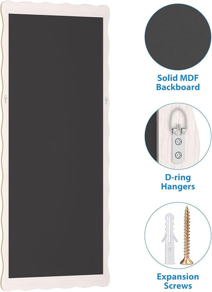 60X24 Inch Gold Wavy Bathroom Mirror for Wall, Scalloped Bathroom Vanity Mirror Farmhouse, Large Rectangle Mirror, Tempered Glass, Hangs Horizontally or Vertically