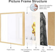 10x10 Picture Frame Set of 9, Display Pictures 8x8 with Mat or 10x10 without Mat, Multi Collage Gallery Square Photo Frames for Wall or Tabletop, Natural Wood