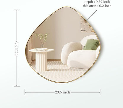 Asymmetrical Wall Mirror Matel Gold Framed Wall Mirror for Living Room Bedroom Bathroom Entryway Wall Decor 23.6" L x 23.6" W ELE-004Gold