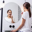 JUNEBRUSHS Round Mirror, 16 Inch Round Wall Mirror Fogless Shatterproof Bathroom Circle Acrylic Mirror Unbreakable Frameless Wall-Mounted Mirrors for Wall Living Room Bedroom Home Decor